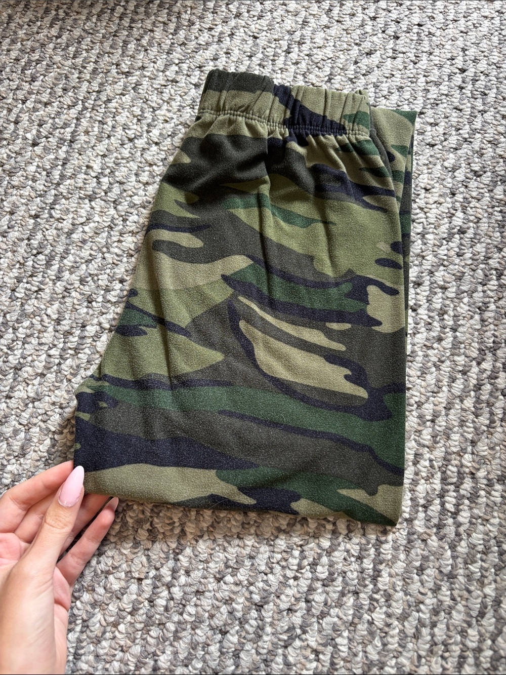 Kids Camo Leggings with Elastic Waist - Olive Green